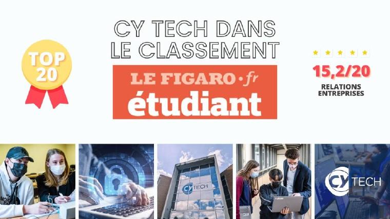 CY Tech dans le Top 20 du classement des écoles d'ingénieurs informatique Le Figaro étudiant